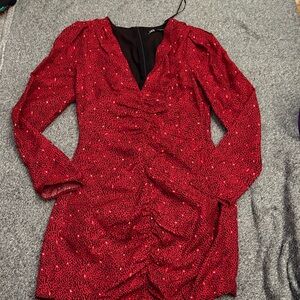 Zara Burgundy Long Sleeve Dress